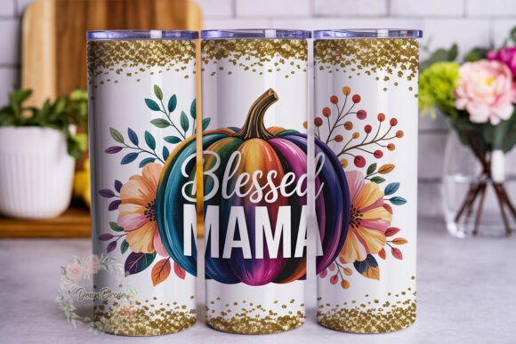 Blessed Mama Pumpkin Tumbler Wrap PNG Review
