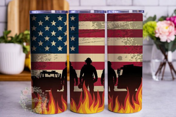 Firefighter Flag Distressed 20oz Skinny Review
