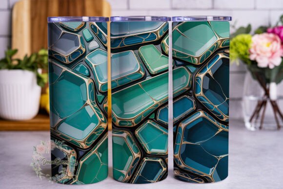 Gold Teal Abstract Stone 20oz Wrap Review