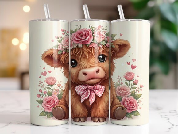 Highland Cow Floral Tumbler Wrap Design Review