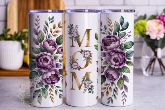 MOM Floral Gold Watercolor 20oz Tumbler