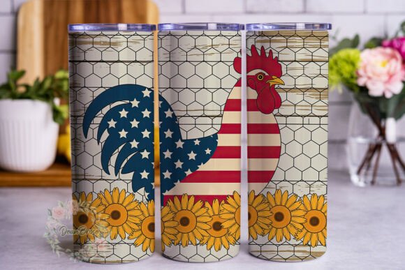 Patriotic Rooster Sunflower 20oz Wrap Review