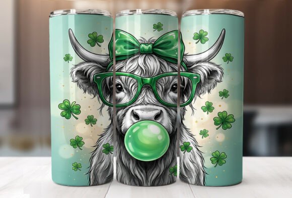 St Patricks Day Highland Cow Tumbler PNG