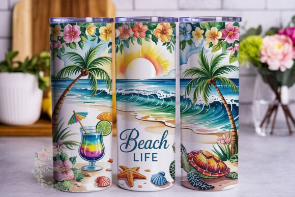 Tropical Beach Sea Turtle 20oz Tumbler W Review